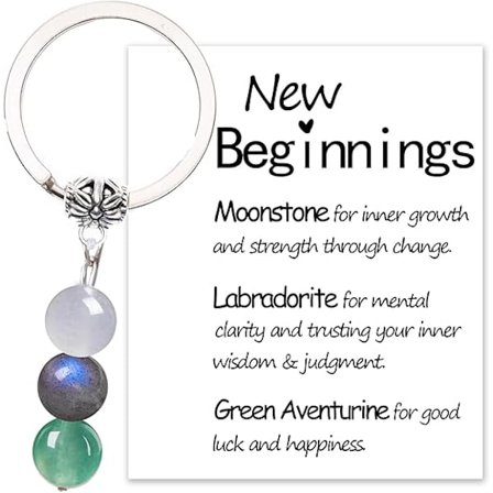 Kristalli-avaimenperä lahjaksi uusiin alkuihin, Uuden alun lahjoja naisille, Läksiäislahjoja työkavereille, Inspiroiva rohkaisu