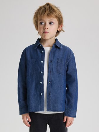 Skjorte - 122 - barneklær - denim - Polarn O. Pyret