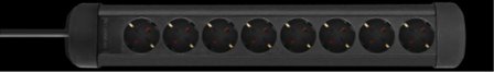 Deltaco outlet 8xCEE 7/3 outlets, 1xCEE 7/7, 3m kabel, black