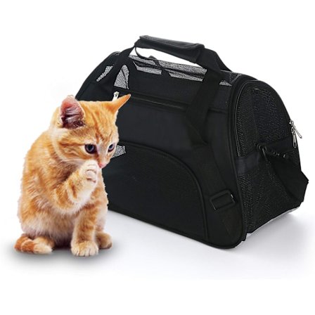 Transporttaske til kæledyr, bløde tasker til katte, hundetransporttaske til små og mellemstore katte, hunde, hvalpe og kæledyr (Medium, Sort)
