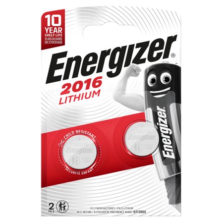 Energizer Lithium Knappecellebatteri CR2016, 3 V, 2-pakning, Elfordeling & strømforsyning