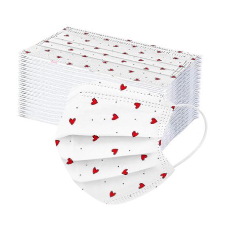 Valentinsdag Voksenmaske Polka Dot Hjerte Kjærlighet 50stk