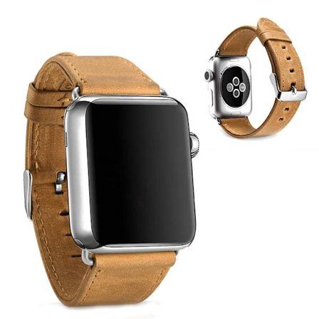 Icarer Crazy Horse Apple Watch Series 5 40mm Ekte Skinn Armbånd - Lys