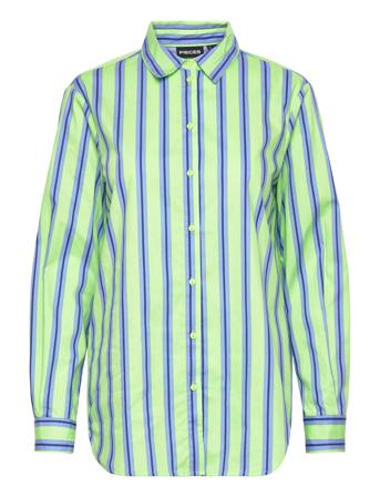 Pcletty Ls Loose Shirt Langermet Skjorte Grønn Pieces*Betinget Tilbud