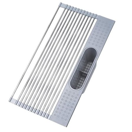 Rustfritt stål oppvaskstativ med bestikkholder: 20'' x 11'' Stor