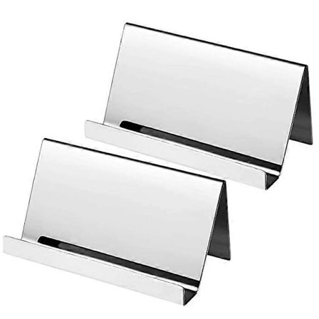 2 stycken visitkortshållare i rostfritt stål, visitkortsställ, visitkortshållare för skrivbord, visitkortsställ för kontor