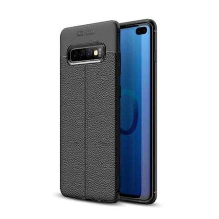 Litchi Skin TPU Skal till Samsung Galaxy S10 Plus - Svart Svart