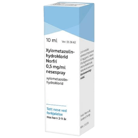Xylometazolinhydroklorid Norfri 0,5 mg/ml nesespray 10 ml 2-11år