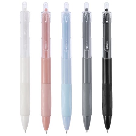Estetiska kulspetspennor, 5 st 0,5 mm Retractable Gel Ink Pens Cute Ball Point Pen Svart bläck Smooth Writing Pens Pastel Roller Ball Pens (Morandi)