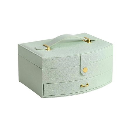 Smyckeskrin med 2 lager PU-läder Smyckesförvaring Organizer Bärbar Lädersmyckeskrin för Förvaring