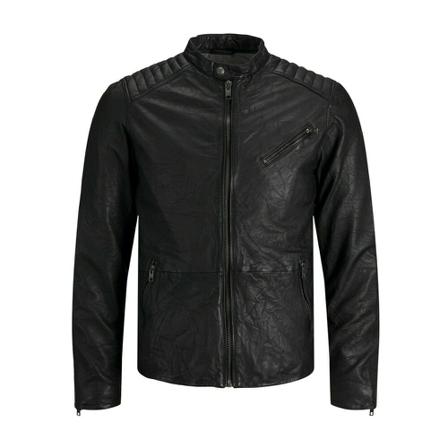 Jack & Jones, Leather Jacket Joel Czarny, Mężczyzna, Rozmiar: M