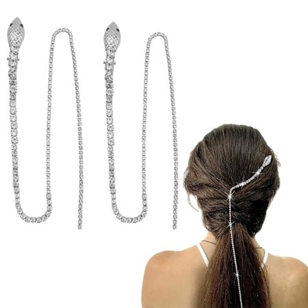 2 st silvriga ormhårklämmor för flätor med strass tofsar hårsmycken för kvinnor flickor håraccessoarer