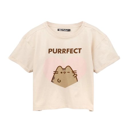 Pusheen Dam/Dam Purrfect Katt Crop Top 3XL Cream