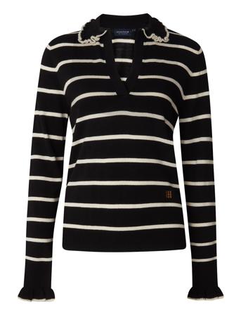 Cassandra Knitted Polo Sweater Pullover Svart Lexington Clothing*Betinget Tilbud