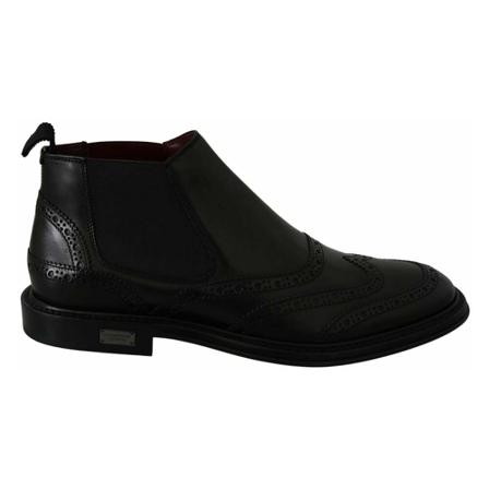 Dolce & Gabbana, Leather Boots Stretch Shoes Czarny, Mężczyzna, Rozmiar: 44 EU