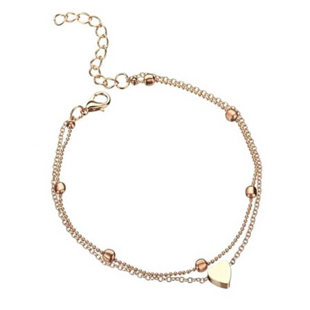 Dobbel fot smykker fot lenke ankel lenke ankel lenke fotkjede hjerte rosé gull