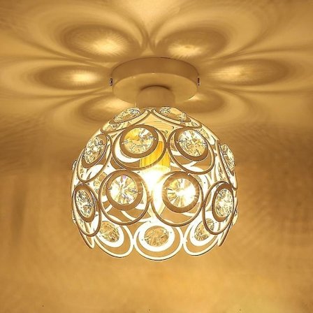 Moderne hvid krystal loftslampe, mini semi-ældet E27 krystallysekrone