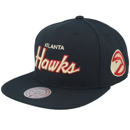 Mitchell & Ness - NBA - Black - snapback - Cap - Atlanta Hawks Cream Script Hwc Black Snapback - Hatstore