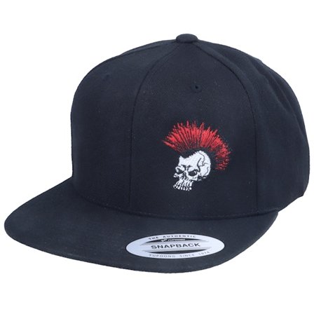 Iconic - Noir snapback Casquette - Skull Punk Mohawk Black Snapback @ Hatstore