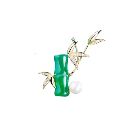 Broche 1 stk ferskvandsperle imitation kalcedon bambusblad broche knyttet høj talje zirkon nellike tøj tilbehør til kvinder