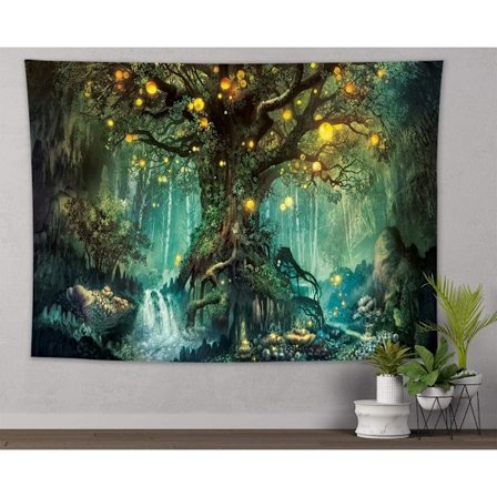 Magisk Skov Gobelinvæv Vægophæng Magisk Stof Plante Gobelinvæv Vægdekoration Hjem Stue Soveværelse Kollegieværelse, 150x130