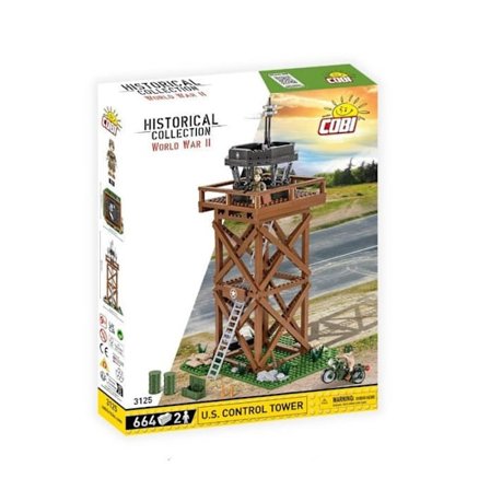 Byggelegetøj - COBI - U.S. Kontrolltårn - Brun - 664 dele - 2 figurer