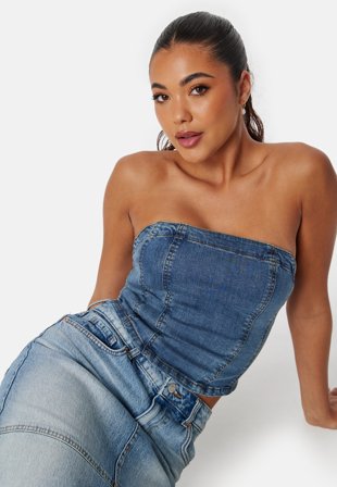 Bubbleroom - Bustier Denim Top - Kläder
