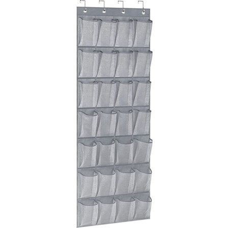 Kengänteline oveen ripustettavaksi, 28 lokeroa, keskikoko, Harmaa KLB