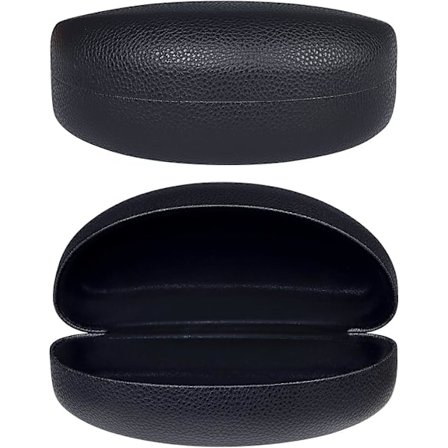 Stressin kestävä nahkainen aurinkolasikotelo (musta), suuri klassinen