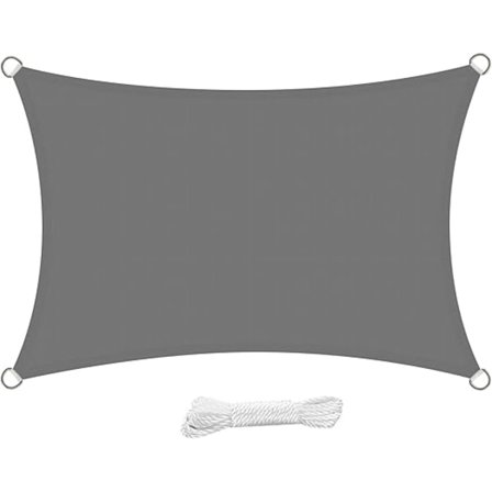 Rektangulært solsejl 3x4 meter vandtæt solskærm UV-bestandig 4x3 m til have terrasse gårdhave, grå