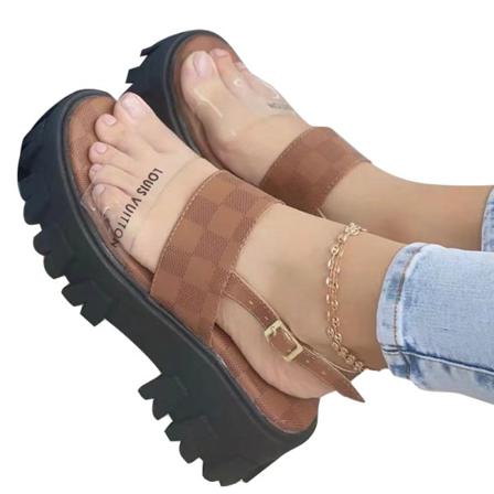 Kvinnors Sandaler Med Öppen Tå Och Ankelrem Platformsandaler