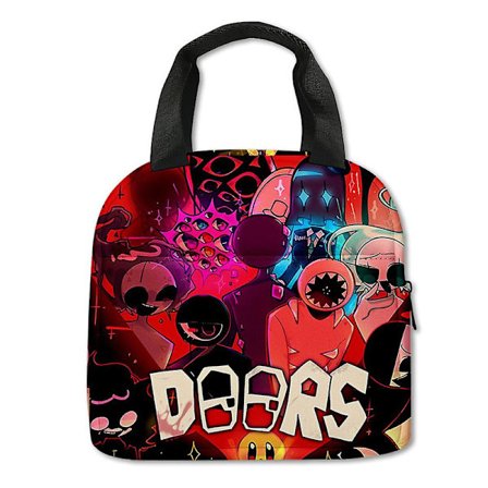 Roblox Doors 3D-print frokostpose, madkasse til børn, drenge og piger, frokostpose med stor kapacitet, isoleret køletaske til picnic og skole DB