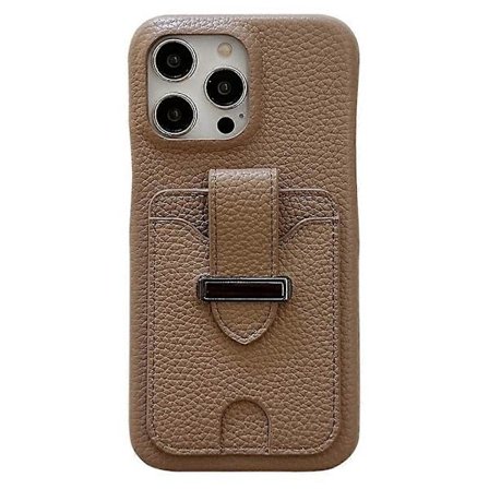Fodral för iPhone 15 Pro med Kortfack Läder med Litchi Textur + PET-telefonfodral