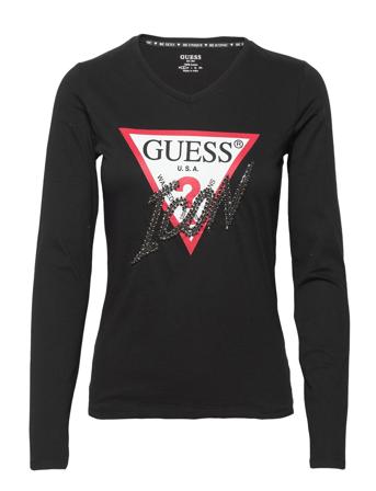 Ls Vn Icon Tee T-shirts & Tops Long-sleeved Svart GUESS Jeans