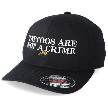 Tattoo Collective - Svart flexfit Caps - Tattoos Are Not A Crime Black Flexfit @ Hatstore