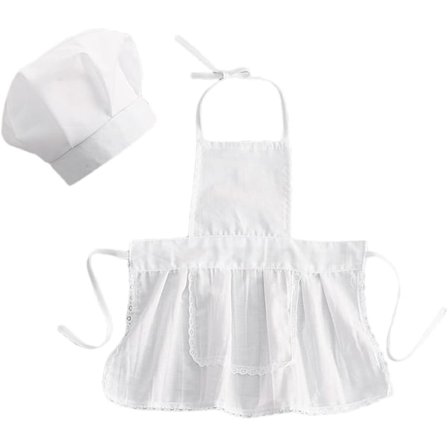 Bebis Kockmössa och Förkläde Set för Babyfotografering Stilfulla Kostymer Vit s