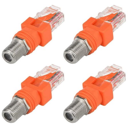 Koaksial til Ethernet-adapter, 4-pakning Coax RF F Hunn til RJ45 Hann-konverter for linjetester [DB]