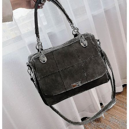 Kvinders Skuldertasker Stor Kapacitet Matcha Grøn Læder Dame Tote Boston Taske(sort)-sort