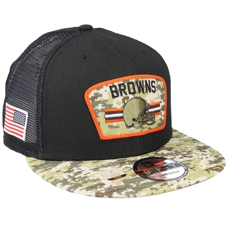 New Era - NFL Black trucker Czapka Z Daszkiem - Cleveland Browns NFL21 Salute To Service 9FIFTY Black/Camo Trucker @ Hatstore