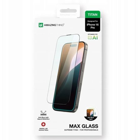 Skyddsplast för telefon - skyddsglas för telefon Amazingthing Titan Max Härdat Glas för iPhone 16 Pro