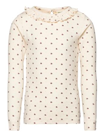 Nmfgago Kna Ls Slim Top Lil Tops T-shirts Long-sleeved T-Skjorte Cream Lil'Atelier