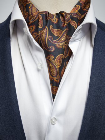 John Henric Men's Svart Paisley Ascot Size Onesize