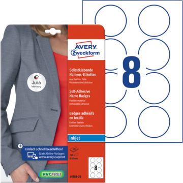 Navneskilt Hvit Ø 65mm