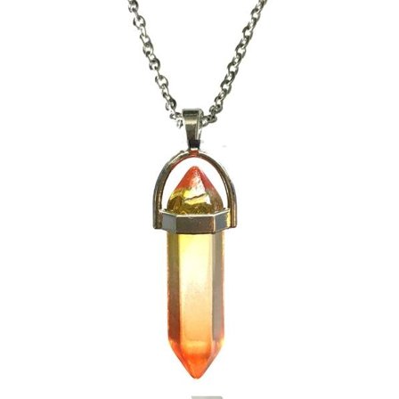 Necklace - Crystal Point - Orange/Yellow