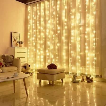 LED 3x3m, 300 LED lyskæde gardin med 3 * 2M