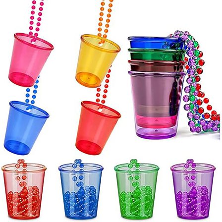 12 stk. Brudeshotsglas Halskæde, Team Bride Shotglas Kæde, Brud Plastik Kopper Perler 100% Ny