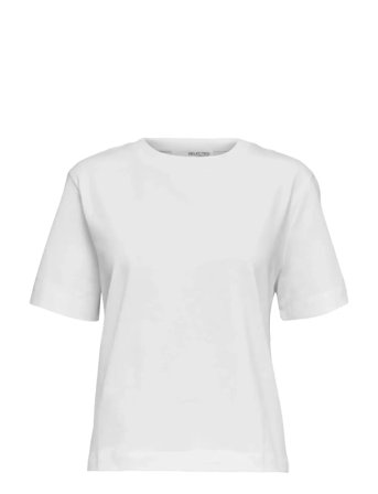 Slfessential Ss Boxy Tee Noos White Selected