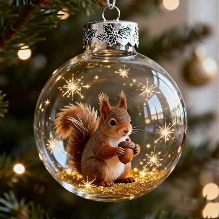2026 Wildlife Wonders Collection Krystallglass Ornament, Levende 3D Dyre Juledekorasjon, Klare Plast Julekuler, Highland Cow Ornament, Holida