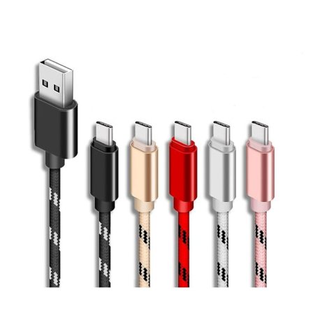 Fem pakke 3m flettet USB-oplader Type-c Ladekabel Kompatibel med Samsung Huawei[GPA]