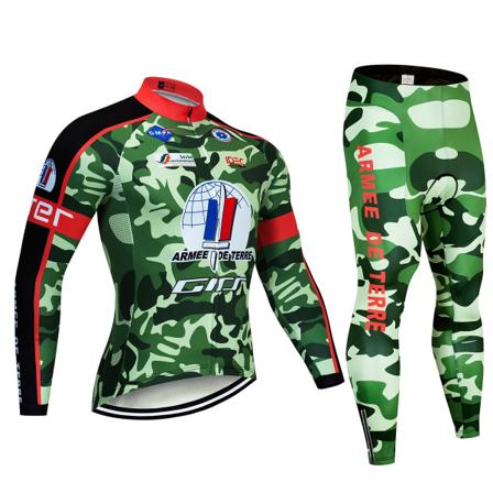 2023 Team Camouflage Cykeljakker 20D Pad Bukser Dragt Ropa Ciclismo Langærmet Cykel Maillot Culotte Cykeltrøje Cycling Clothing 3 XL